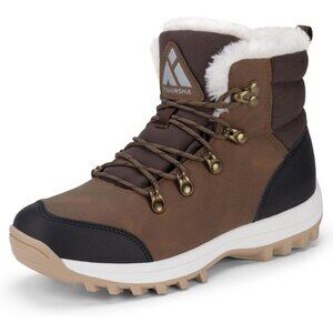 Women’s Brown Water Resistant Warm Snow Boots Fur Lined Non Slip Outdoor